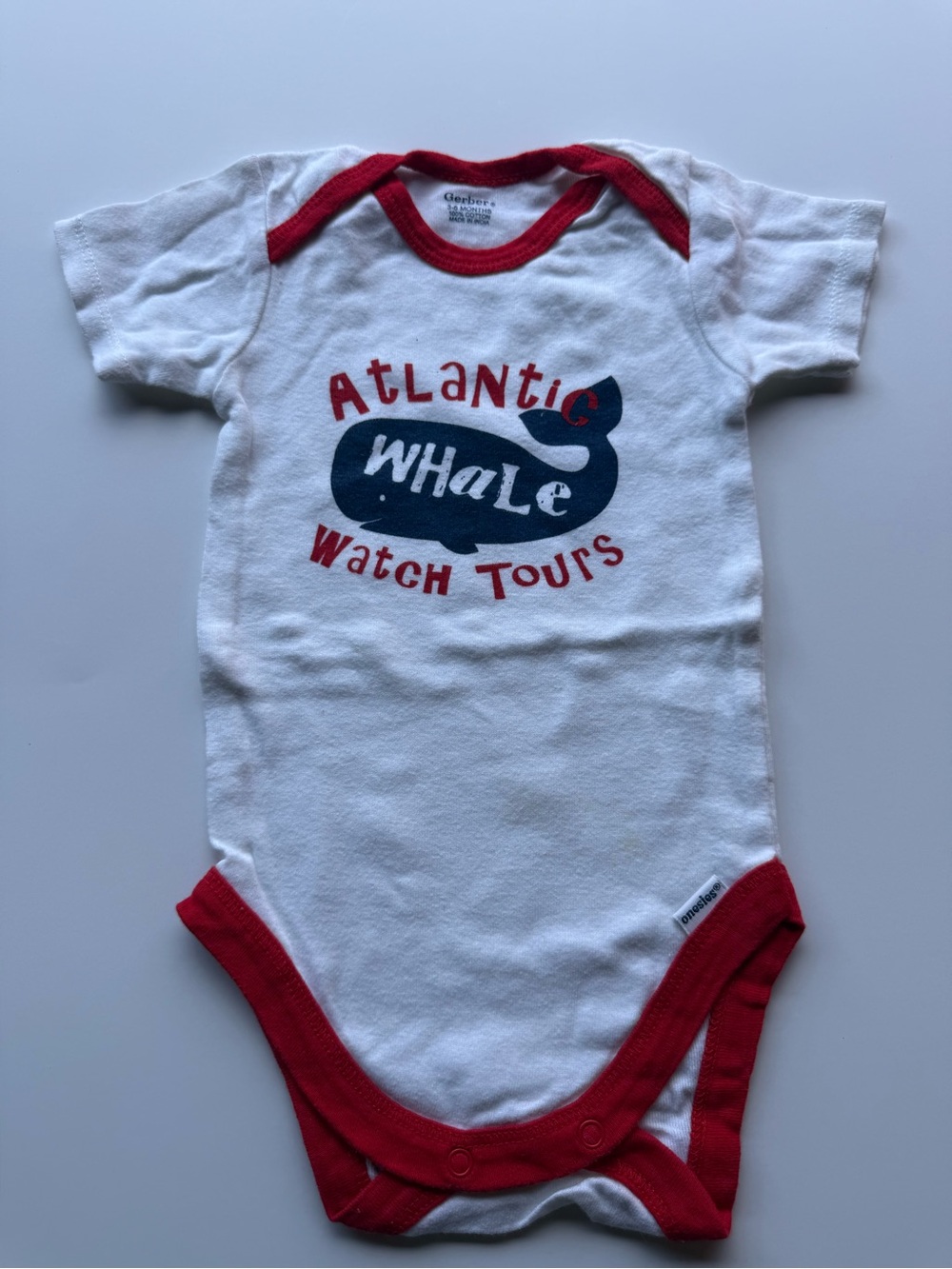 Gerber White, Red & Navy 'Atlantic Whale Watch Tours' Baby One-Piece
